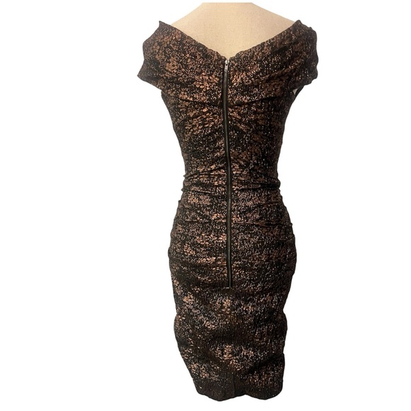 Rickie Freeman Teri John Dress Black and Gold Rose Gold Size 4 - Picture 2 of 16